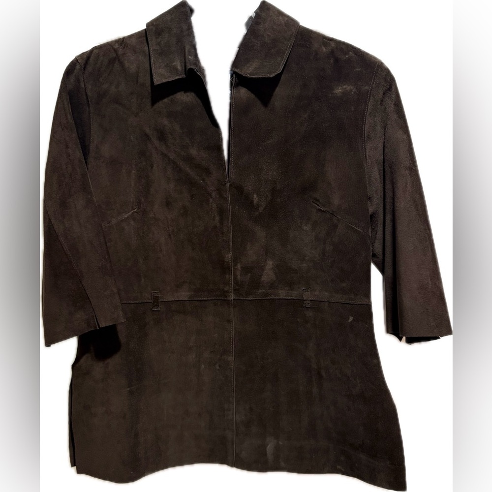 Twik Simon suede leather tunic 3/4 sleeve top P/S